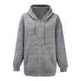 thumbnail image 7 of ManxiVoo Zip Up Hoodie Women, Women's Fall Jacket Oversized Pocket Sweatshirt Casual Drawstring Clothing Zipper Track Jacket Solid Color Long Sleeve Hooded Top Oversized Hoodie Dark Gray L, 7 of 7