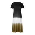 thumbnail image 3 of Babysbule Women's Dress Women Plus Size Daily Tie-dyed Color Block Loose V Neck Short Sleeve Dress, 3 of 7