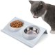 thumbnail image 1 of Cuenco doble para gatos de acero inoxidable, cuenco para perros pequeños, cuenco doble para mascotas, cuenco doble para gatos, cuenco para perros y gatos -Azul, 1 of 6