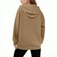 thumbnail image 4 of Dwellite Zip Up Hoodies Women 2025 Fall Winter Oversized Sweatshirs Casual Drawstring Pullover Tops Y2k Clothes Long Sleeve Jackets Camel M, 4 of 5