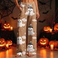 thumbnail image 5 of Edvintorg Lounge Pants Women Halloween Printed Loose Trouser Elastic Waisted Wide Leg Pant with Drawstring Womens Clothes Khaki S-2XL, 5 of 8