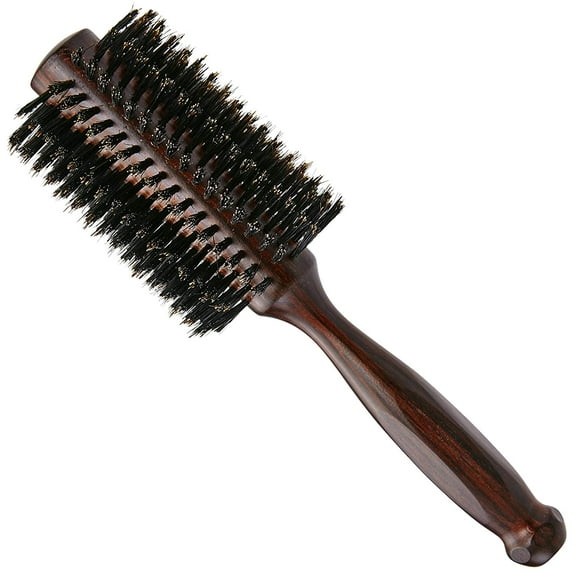 Cantor Professional Solid Wood Barrel Boar & Nylon Bristle 2.5" Round Hair Brush, Anti-Static Technology, Brown