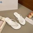 thumbnail image 5 of Women's Flip Flops Fashion Sandals Thick Sole White Solid Color Open Toe Casual Comfortable, 5 of 7