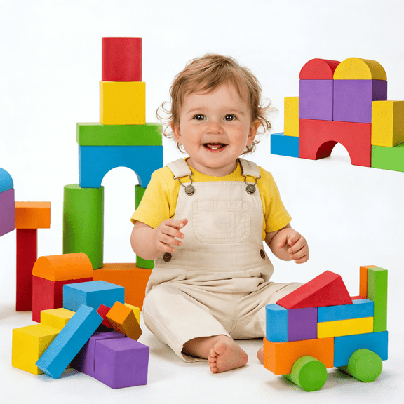 Pairez Toys Foam Building Blocks for Toddlers, Soft Bath Toys, 36-Piece Set for Ages 18 Months and Up