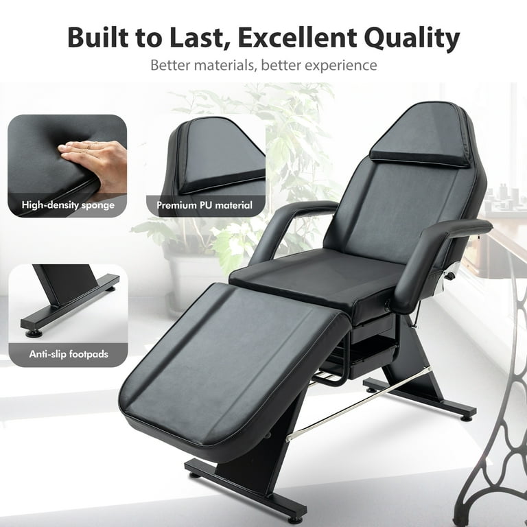 Thanaddo Tattoo Chair Facial Bed with Two Trays Esthetician Bed Adjustable Folding Salon Bed with Hydraulic Stool Massage Bed for Professional Massage Facial Lash Beauty Treatment Spa Black Walmart ...