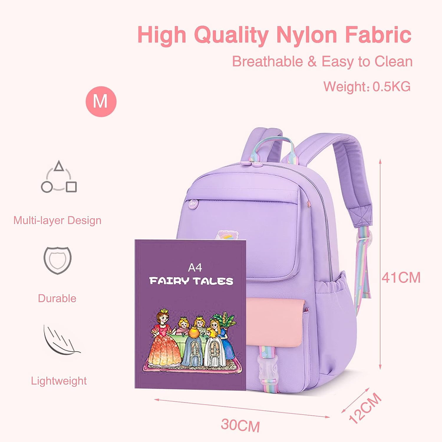 Purple colour school bag sales