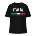 thumbnail image 3 of Women's European Cup Italian Casual Letter Print Round Neck Short Sleeved Oversized Loose T Shirt Top Women Loose Tops Summer Womens Casual Tees Compression Shirt Women Neck Long Sleeve Tops for Women, 3 of 3