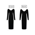 thumbnail image 2 of Sawpy Women Solid Color Wild Round Collar Sexy Knit Slim Shirts Long Sleeve Mid-length Casual Sweater Belt Dress, 2 of 3