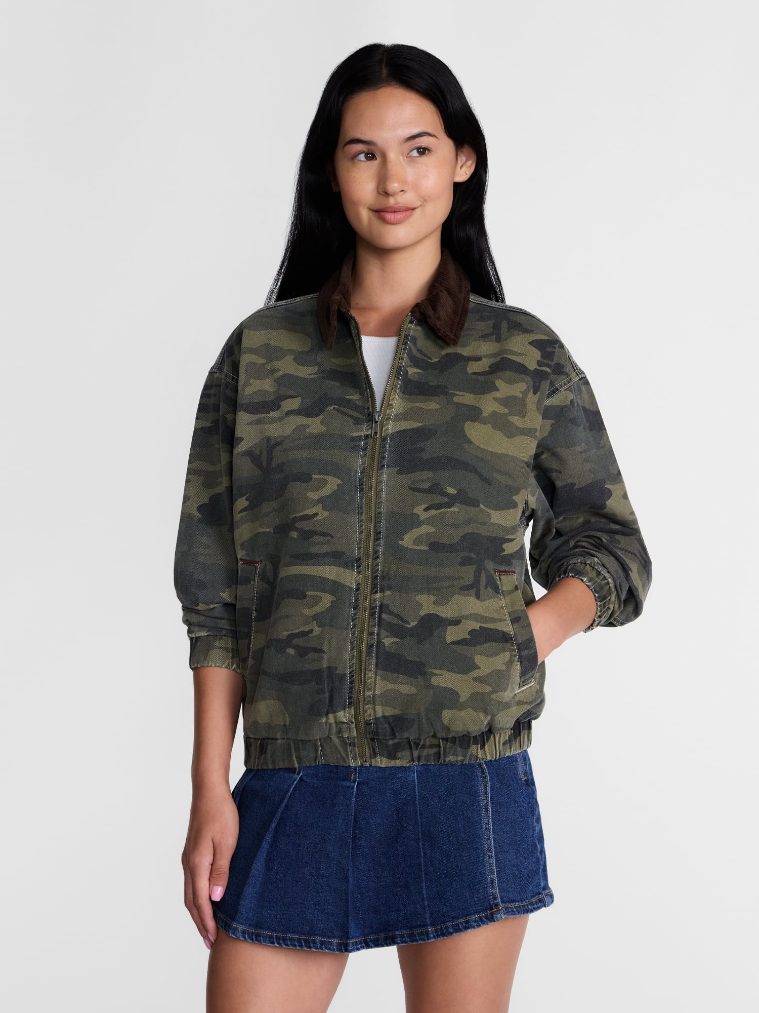 Madden NYC Women's Cotton Twill Bomber Jacket, Sizes XXS-XXL