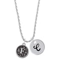 thumbnail image 1 of Delight Jewelry Silvertone Antiqued Round Seal - Initial - F - Silvertone Script Initial Disc - C - Charm Necklace, 20"+3", 1 of 4