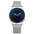thumbnail image 1 of Reloj de negocios simple de moda para hombres y mujeres Reloj de pulsera con banda de aleación de cuarzo (plateado y azul), 1 of 3
