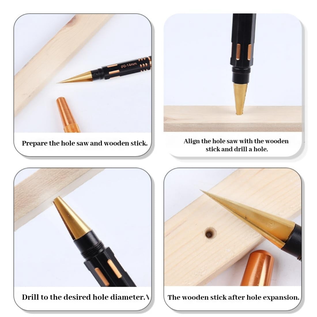 Multipurpose Manual Hole Punch, Upgraded Steel 0–14mm Hole Puncher Reamer with Anti-Slip Handle, Woodworking Hole Opener for DIY Crafts & Toolbox