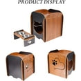 thumbnail image 3 of Pet Daily Kit Wooden Cat Beds Indoor Cat Cave House Pet Crate with Feeding Bowls Stand, 3 of 7