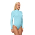 thumbnail image 3 of Women's Long Sleeve Mock Neck Jumpsuit Bodysuit, XL, Aqua, by Ambesonne, 3 of 4