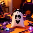 thumbnail image 2 of Zeiyignr Halloween Burlap Bags, Burlap Candy Bags Goodie Treat Bags with Drawstrings for Halloween Party Supplies 5X7In White, 2 of 6