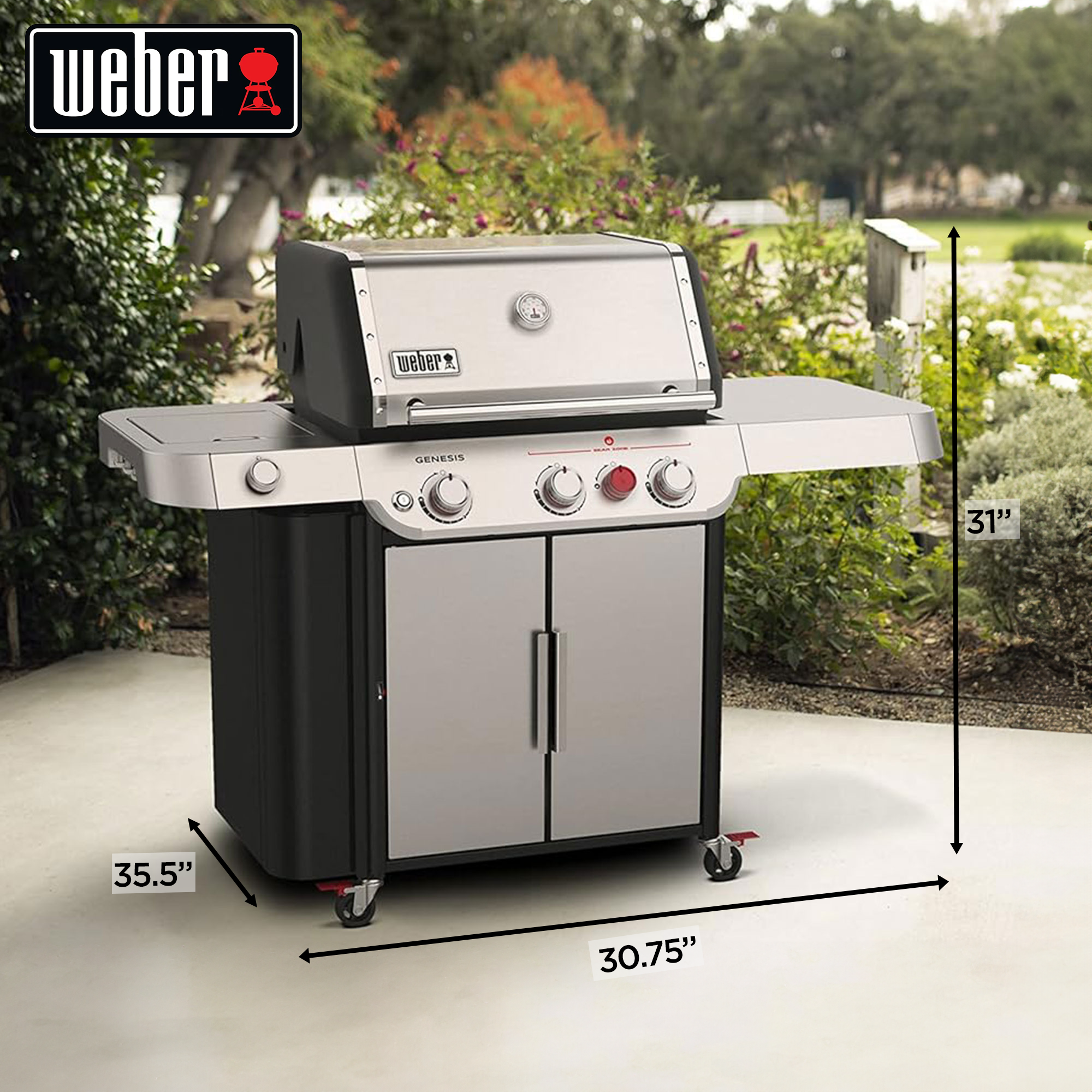 Weber Genesis S-335 Stainless Steel 3 Burner Natural Gas Grill, Silver - image 3 of 9