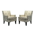 thumbnail image 4 of Upholstery Armchairs Set of 2 Floral Accent Chairs Sofa Couch Lounge Seat Wood Legs Nailhead Trim Home Living Room Indigo, 4 of 11