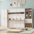 thumbnail image 5 of Harper & Bright Designs Full Murphy Bed Wall Bed with Closet, Full Size Cabinet Bed Folding Wall Bed with Storage Drawers and Shelves for Guest Room Office, White, 5 of 19