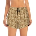 thumbnail image 2 of Xecao's Brown Flowers for a double-layer running short for women, perfect for gym, tennis, and more, featuring a convenient pocket., 2 of 9