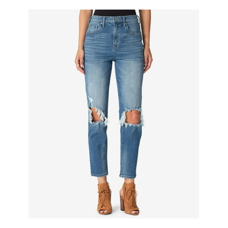 JESSICA SIMPSON $80 Womens New 1217 Blue Ripped Straight Leg Jeans 31 Waist B+B