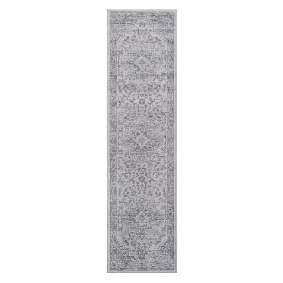 Naar Marfi 2X8 Area Rug, Silver Oriental, Non-Slip and Non-Shedding Area Rugs for Home Bedroom, Kitchen Floor, Bathroom, Dining and Office