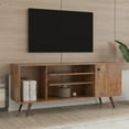 thumbnail image 2 of 53inch Storage TV Stand with 1 Cabinet and Open Storage Shelves, Modern Entertainment Center Media Console Table with Wood Tapered Legs for Lounge Room, Living Room, Bedroom, Walnut, 2 of 7