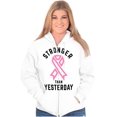 thumbnail image 4 of Stronger Than Yesterday Breast Cancer Zip Hoodie Sweatshirt Women Brisco Brands M, 4 of 6