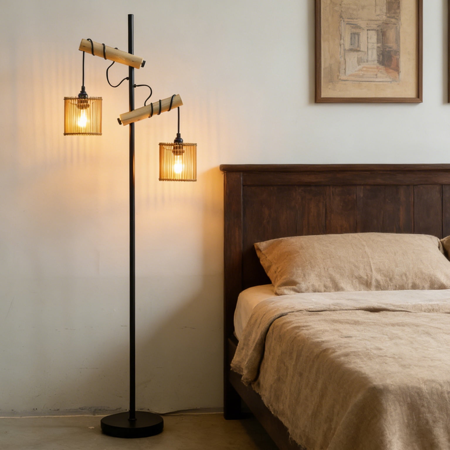 wooden Standing Lamps For Living Room, Corner Light, Stand Lamp, Floor Lamps For Living Room