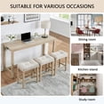 thumbnail image 6 of SESSLIFE 4 Piece Bar Table Set with Power Outlet, Counter Height Pub Table with Padded Stools, Behind the Couch Table Set for Living Room,Dining room, Light Oak, 6 of 10