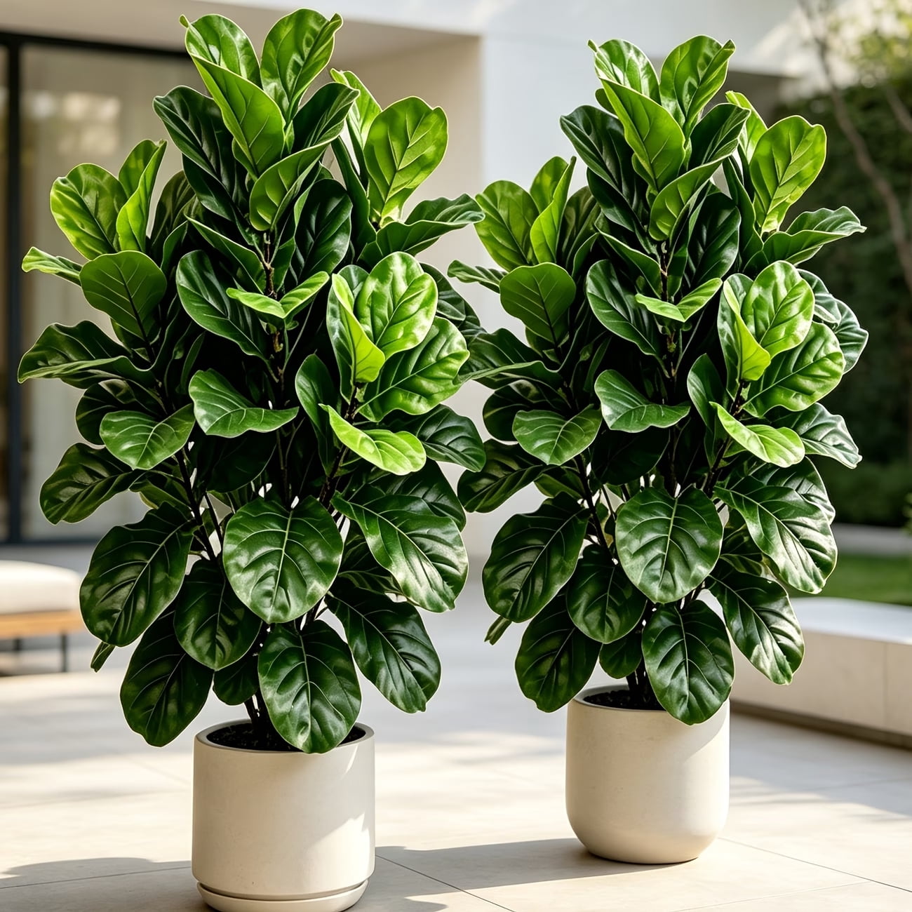 2 Pack Artificial Fiddle Leaf Fig Tree 2.8ft Fake Potted Plant for Entryway Balcony Home Office Apartment Living Room Indoor Outdoor Modern Decor Small Space Greenery