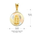 thumbnail image 3 of Ioka-14K Tri Color Solid Gold Diamond Cut Our Lady of Guadalupe Stamp Charm Pendant with 1.1mm Wheat Chain Necklace - 22", 3 of 4