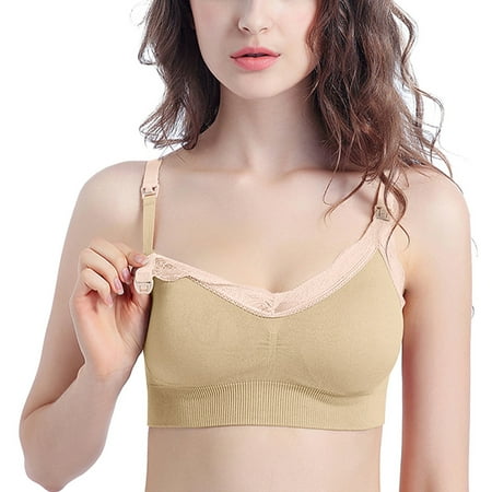 

MRULIC bras for women Sports Bra No Wire Comfort Sleep Bra Plus Size Workout Activity Bras With Non Removable Pads Shaping Bra Beige + XL