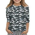 thumbnail image 2 of MKOSPLRT 3-12 Years Kids Tops 3/4 Sleeve Cute Shirts Crew Neck Funny Camo T Shirts Casual Graphic Tees Back to School Blouses, 2 of 6