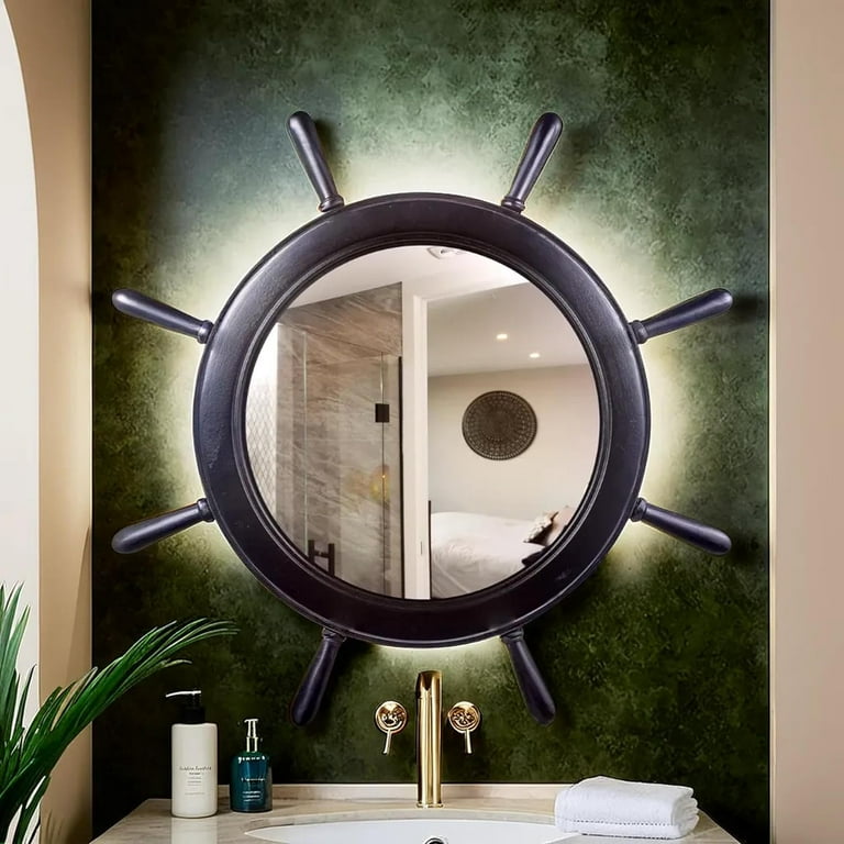 Nagina International Large Vintage Ship's Wheel Mirror Nautical