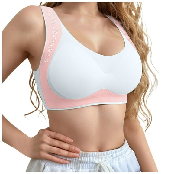 KHONTS Sport Yoga Wireless Push up Bras for Women Soft Padded Comfy Bra Breathable Gathering Smoothing Anti-Sagging Bralettes White XL