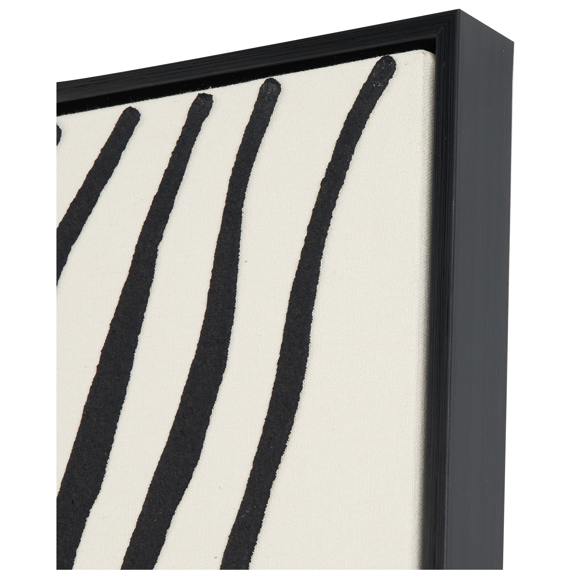 33" x 49" Wavy Line Abstract Framed Wall Art with Black Wooden Frame, by DecMode