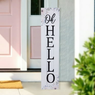 Northlight 36" Floral "Oh Hello" Wooden Porch Board Sign Decoration