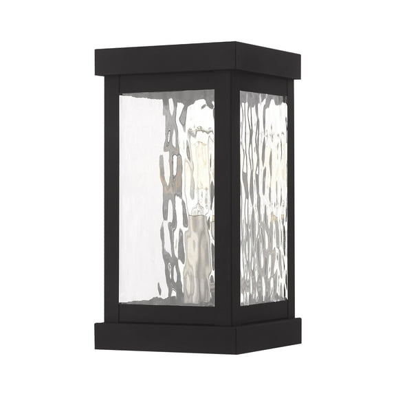 Livex Lighting  Hopewell 1-Light Black Outdoor Wall Lantern - 5"W x 9.5"H x 5.5"EXT.