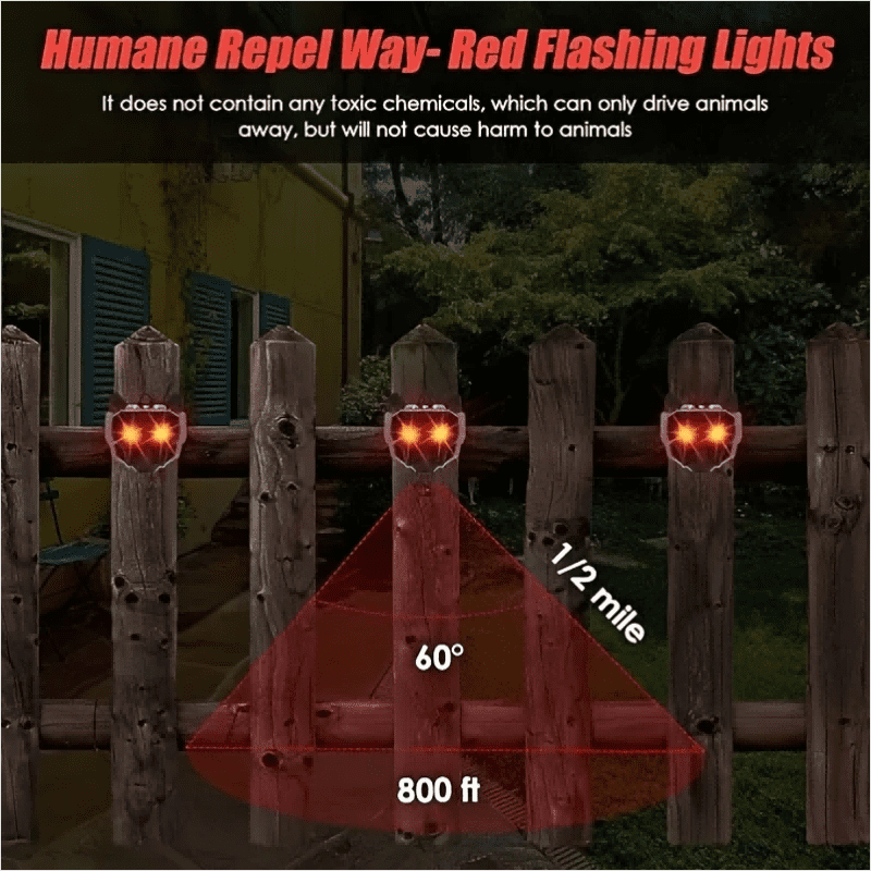 2 Pack Solar Animal Repeller Outdoor with Red LED Lights, Night Guard Animal Predator Repellent for Scares Raccoon Skunk Coyote Deer Repellent for Yard Chicken Coop Garden Farm Protection