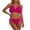 Hot Pink, variant on High Waisted Two Piece Bikini Swimsuit for Women, Sexy Adjustable Tie Side Bathing Set, Soft Fuzzy Swimwear Fashion Beach Wear