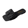 thumbnail image 3 of Wide Feet Sandals Women, Wide Width Sandals for Women, Going Out Shoes for Women, Womens Sandals Wide Width, Women's Pleated Square Toe Slide Sandals, Trendy Wedding & Summer Flat Sandals, Black 9, 3 of 8
