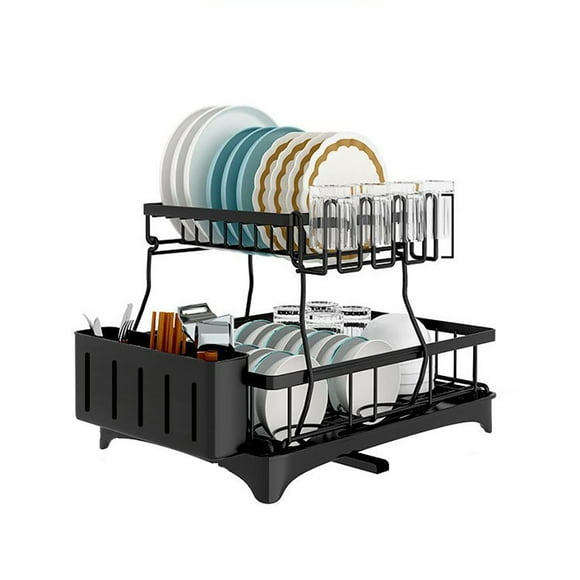 axGear Dish Rack Sink Rack Drain Strainer Basket 2-Tier Drying Kitchen Over the Sink