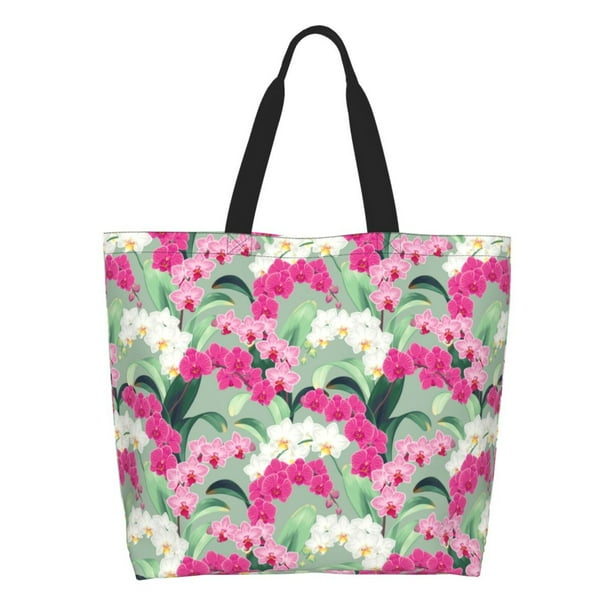 Disketp Orchids Flowers Bolsa Tote Estampada para Mujer, Bolso de Hombro y de Mano para Compras y Viajes