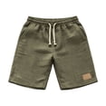 thumbnail image 4 of Besolor Men's Shorts Cotton Linen Casual Elastic Waist Drawstring Summer Lightweight Loose Beach Shorts with Pockets(XX-Large,Green), 4 of 7