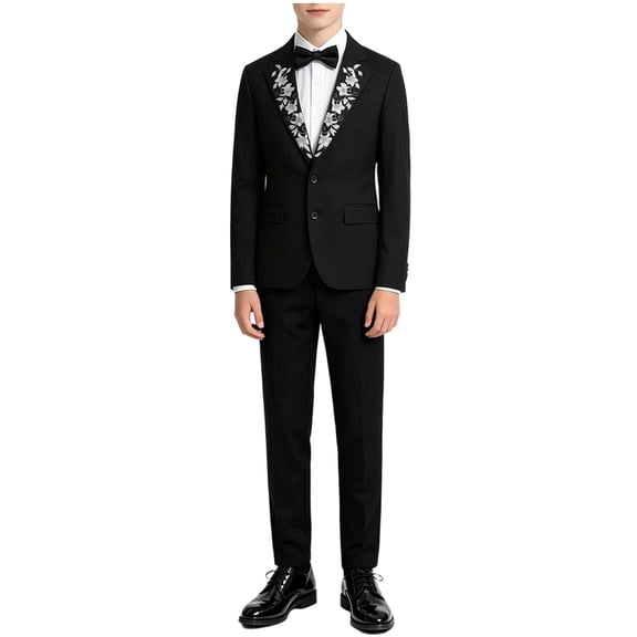 ATOGUTA Formal Suit Sets Boys Kids Tuxedo for Wedding Outfit Lightweight Blazer and Pants Set Size 8-14, Black