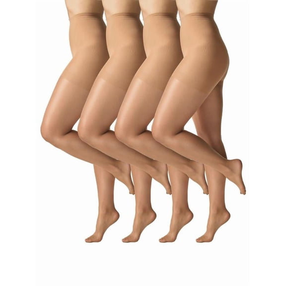 Silk Impressions Women's Control Top Pantyhose, 20 Denier Sheer, 4-Pack, Sizes S-3XL