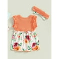 thumbnail image 4 of Bagilaanoe Newborn Baby Girl Rompers Dress Floral Print Sleeveless Bodysuit + Headband 3M 6M 12M 18M Infant Patchwork One Piece Jumpsuit, 4 of 9