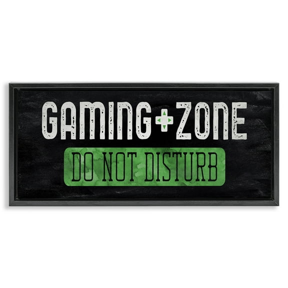 Stupell Industries Do Not Disturb Gaming Zone Quotes and Sayings Painting Black Floater Framed Canvas Art Print Wall Art, 25 x 11