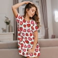 thumbnail image 3 of Rateoe Hand Drawn Strawberry Print Women’s Nightdress – Cozy Cotton Short-sleeved Sleep Shirt, Loose-Fit Sleepwear, Perfect for Relaxing and Sleeping, 3 of 6