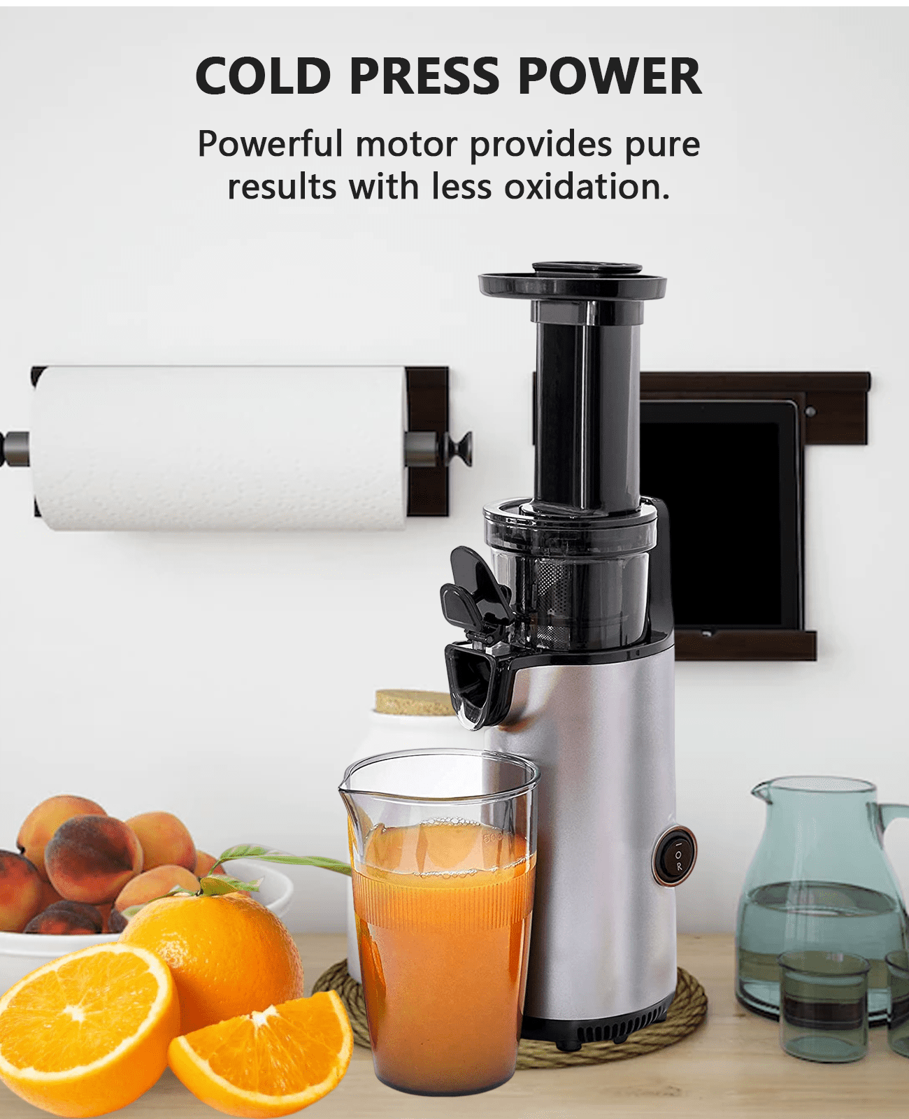 1pc Hilton Slow Juicer Juice Extractor Portable Small Fruit Juicer 50rpm  Mini Electric Juicer 150W Slow Chewing Blender GOLD